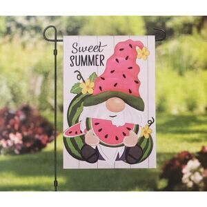 NWT Style Selections Garden Flag Small (12.5"x18") Gnome -Summer -Double Sided